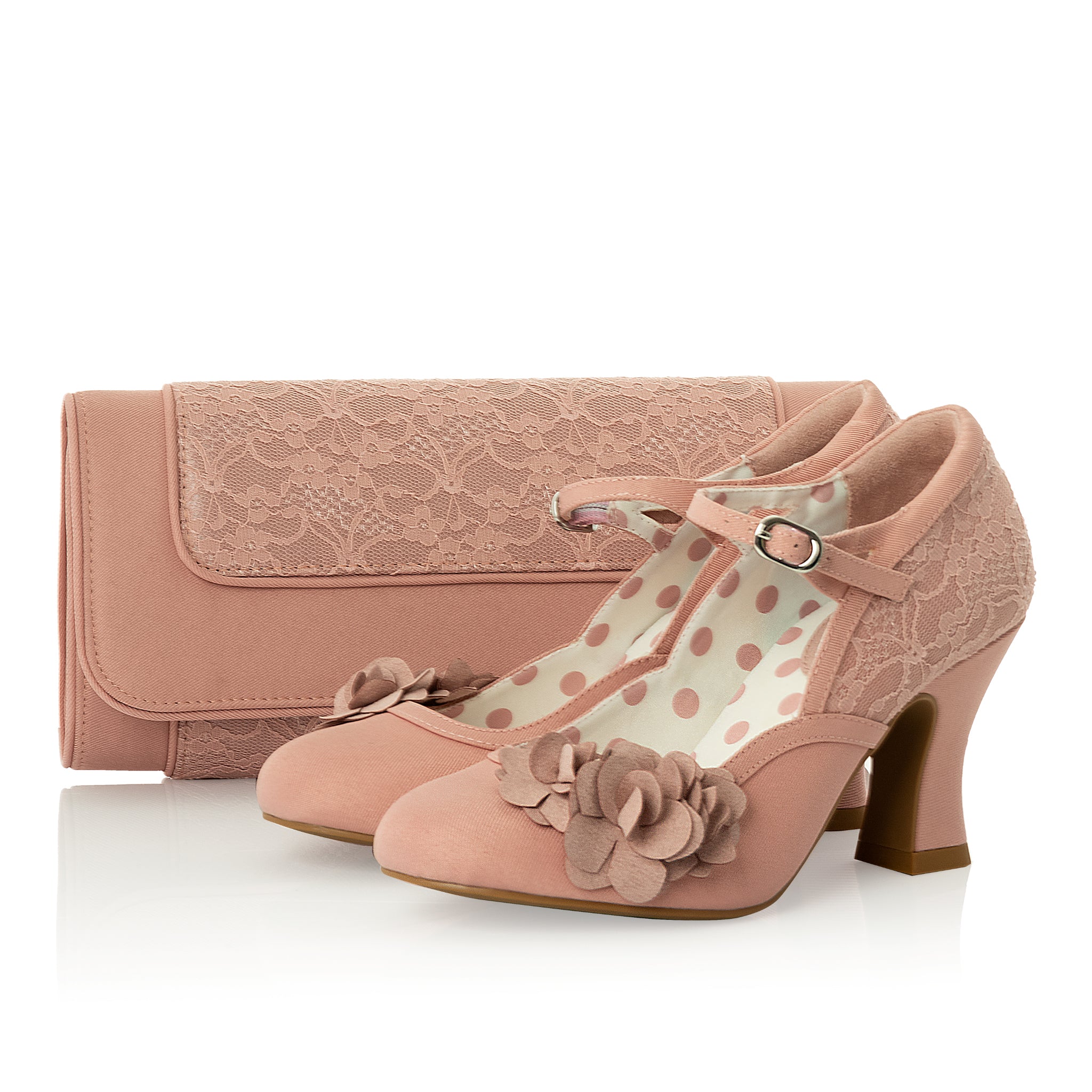 Dusky pink fashion shoes and handbag