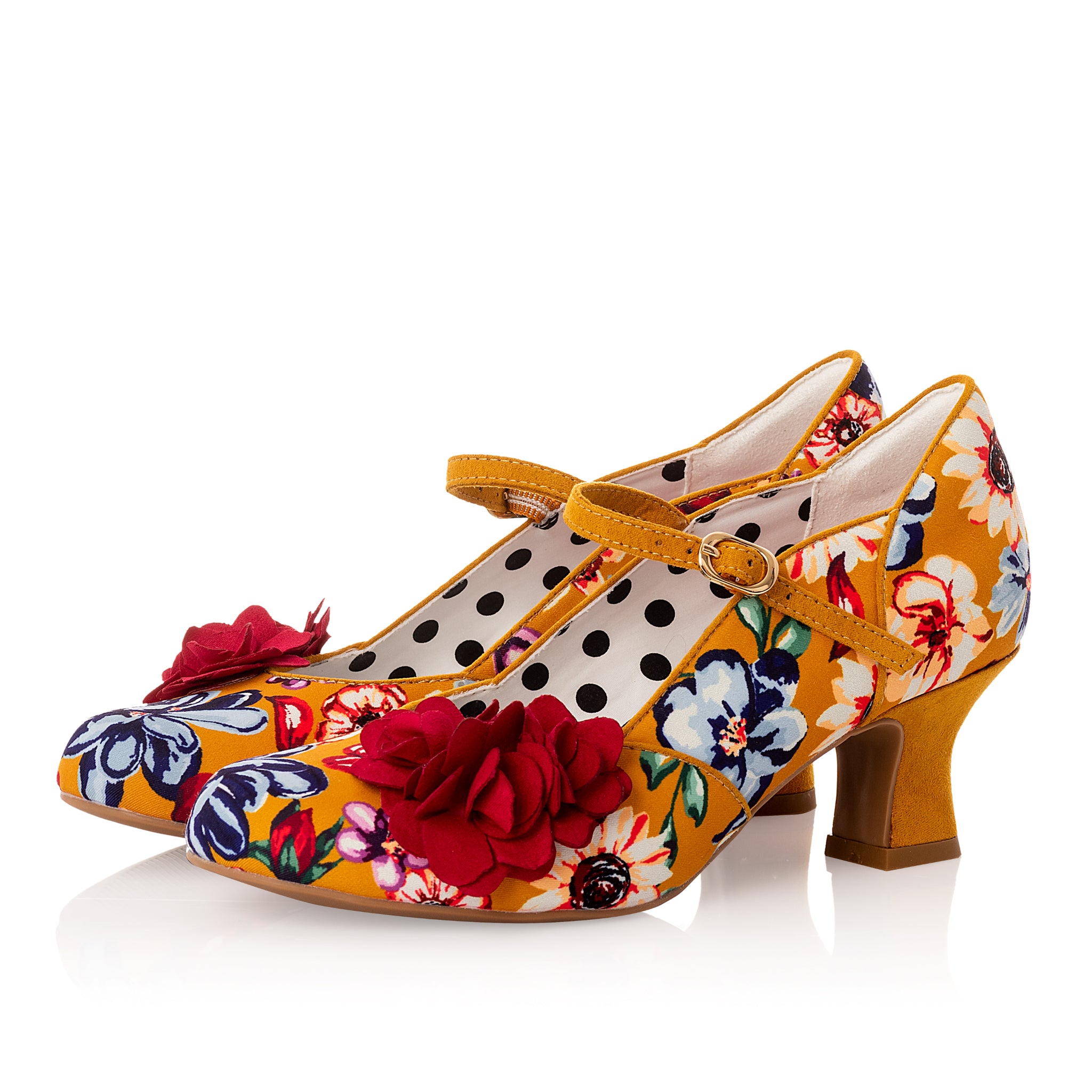 Yellow sales floral heels