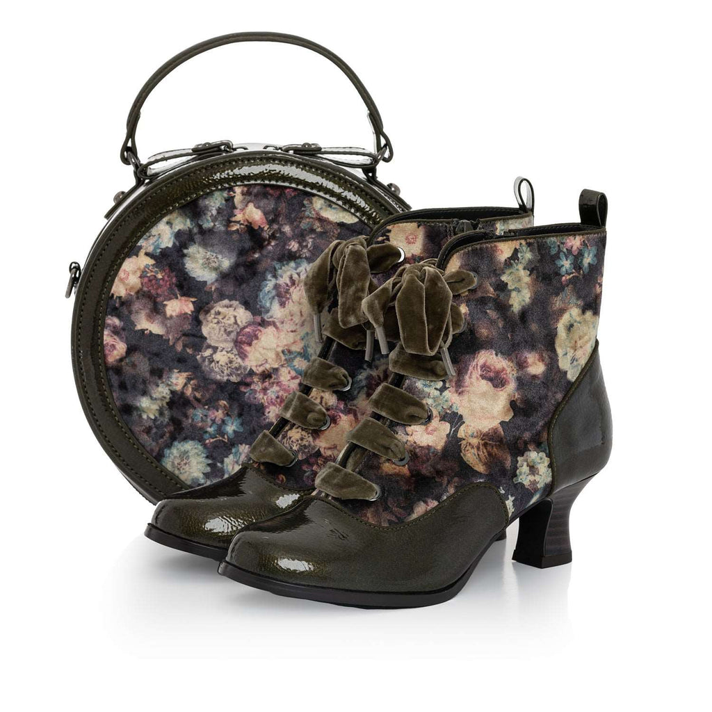 Ruby Shoo Alberta Olive Floral Bag Handbag Round Cross Body (Matching Beth Boots) 