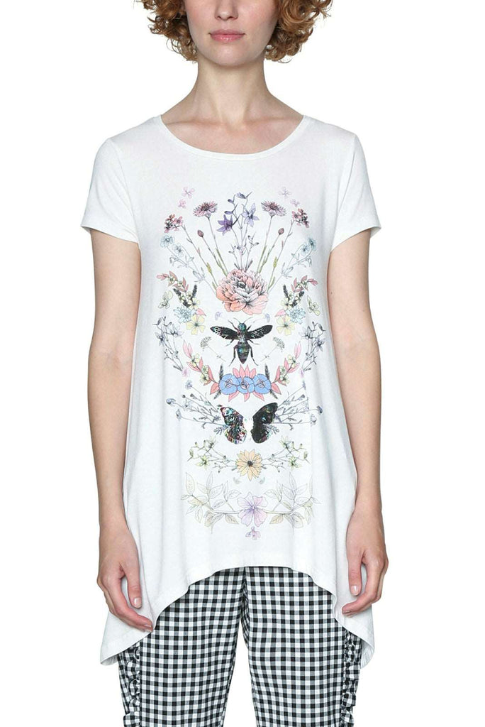 Desigual Apostolos Insect Floral Tshirt Top white