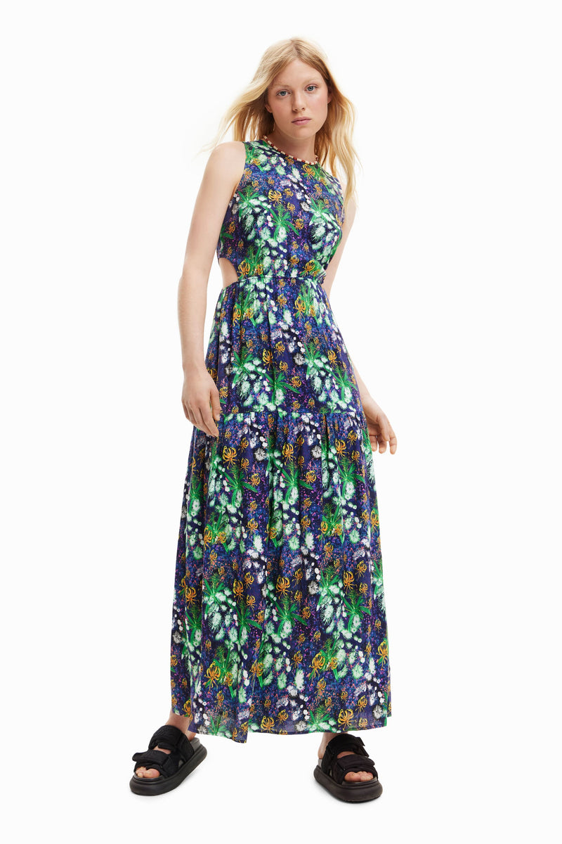 Desigual Pistilo Nature Floral Print Maxi Dress with Cutouts 23SWVW50 ...